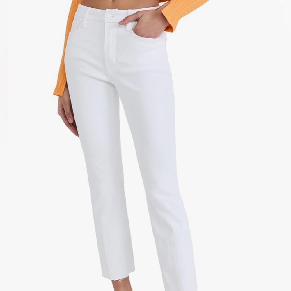Good American Women's Good Straight White Raw Hem Jeans Size 14 / 32 NEW